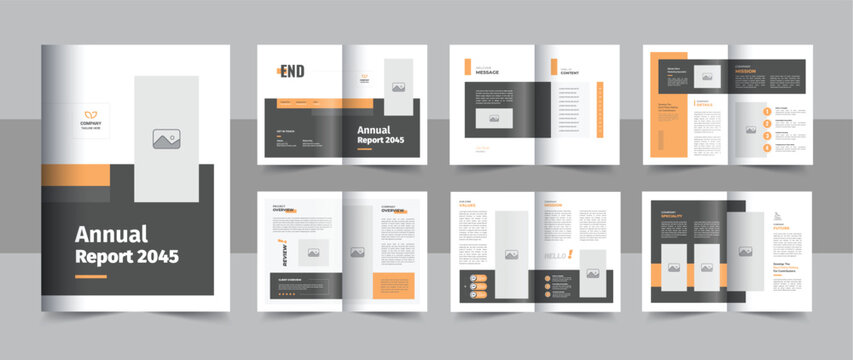 Unique year end profile design leaflet, business annual report brochure template or magazine brochure layout