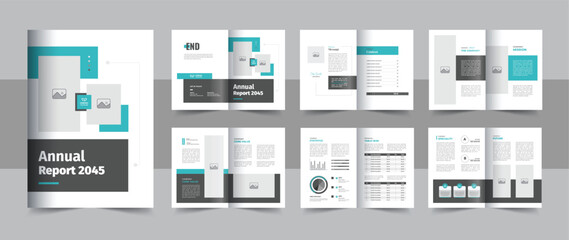 Modern annual report brochure, Blue annual report brochure layout vector or business magazine brochure layout