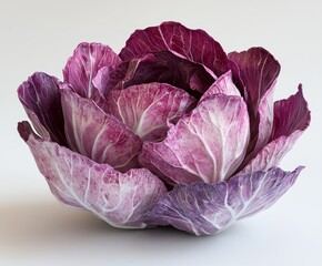 Obraz premium Vibrant fresh purple cabbage with rich texture and natural colors on a clean background 4