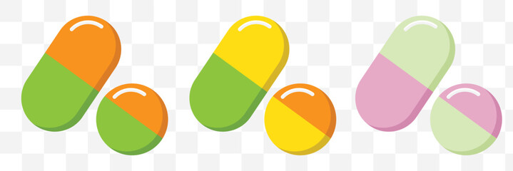 Medical pills icon, medicine icon, health tablet, drug symbol.