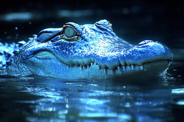 Obraz premium Blue Crocodiles Head in Water Majestic View