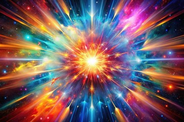 Obraz premium Cosmic explosion pattern featuring vibrant colors and dynamic shapes, mind-bending, explosion