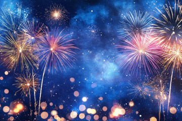 Fototapeta premium A vibrant burst of colorful fireworks lighting up the night sky.