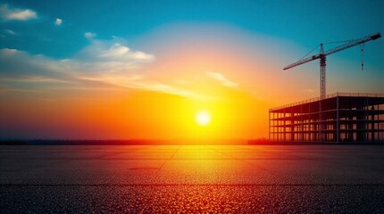 Architectural color photography asphalt platform, construction site background