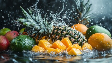 Vibrant Assortment of Fresh Fruits Displayed in a Bountiful Arrangement Showcasing Colorful Apples Oranges Bananas Grapes and Berries Evoking a Sense of Healthfulness and Natural Goodness