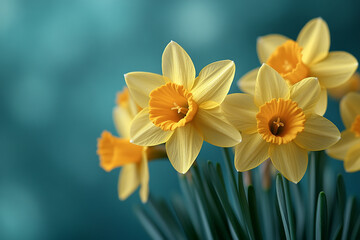 Fototapeta premium Yellow Daffodils Blooming in Springtime Beauty