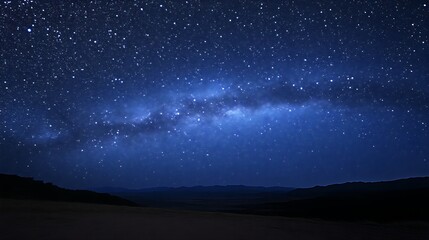 Fototapeta premium Desert Landscape Underneath A Starry Night Sky