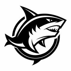 Obraz premium shark, fish, animal, sea, vector, cartoon, illustration, white, ocean, isolated, fin, water, predator, blue, danger, silhouette, underwater, dolphin, nature, teeth, dangerous, wildlife, marine, swimmi