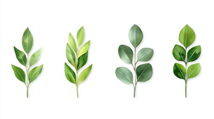 Obraz premium A watercolor illustration of eucalyptus branches and tropical leaves in soft green shades