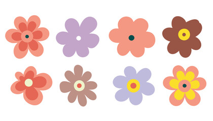 Set of flowers. Abstract origami flowers, Collection wildflowers icon on white background. style for fabric, banners, wallpaper, posters, online shopping.Vector illustration design and creative idea. 