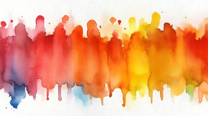 Abstract Watercolor Rainbow Color Splashes Dripping Down