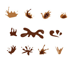 Obraz premium Coffee splash set vector illustration, chocolate splatter collection ,Cocoa splash ,food design 