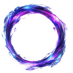 Neon light  circle frame surrounding the edges of the image on a transparent background.