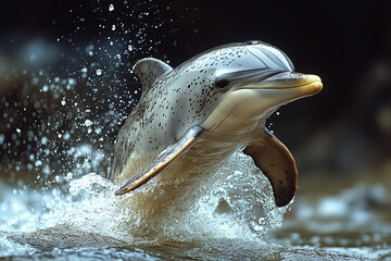 Fototapeta premium A Spotted Dolphin Leaps from the Water