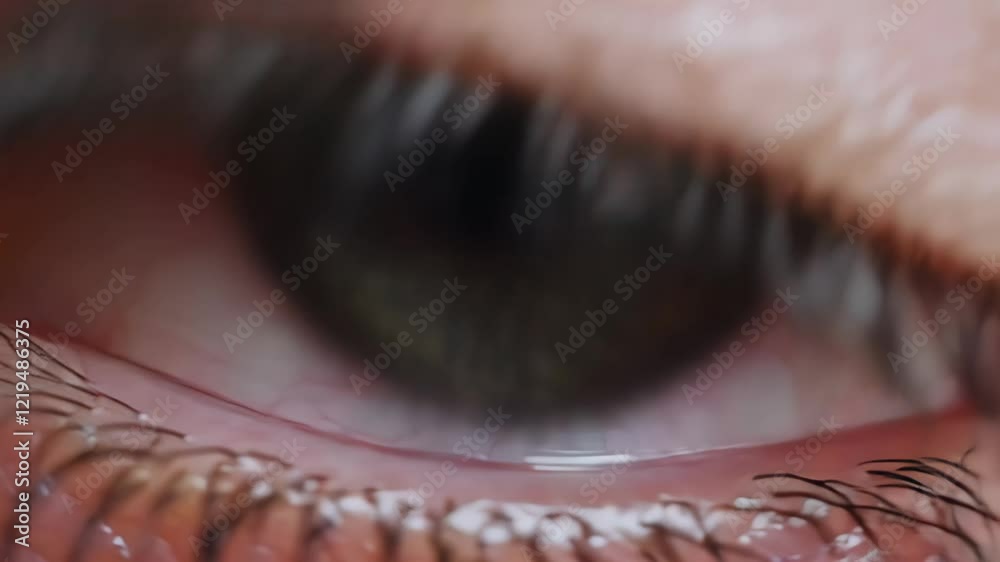 Poster Close up montage revealing subtle transformations within human eye, capturing intricate ocular variations through detailed sequential macro shots highlighting biological details