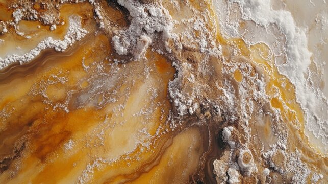 Aerial view of colorful salt pans or salt flats, flat expanses of ground covered with salt and other minerals, 16:9