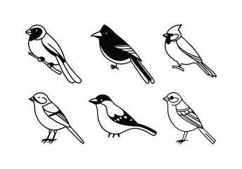 Birds Icons Set - Vector Illustrations of Various Bird Species