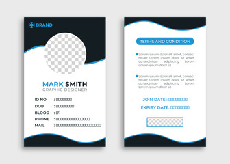 Modern and minimalist id card template. Corporate company employee identity card template.