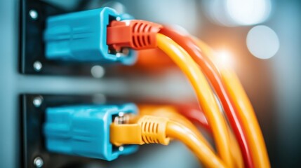 Vivid colored cables side by side, enhancing the impact of modern digital interfaces while emphasizing the role of technology in connectivity and communication.