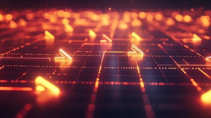 Strategic planning represented radiant glowing grids and dynamic connecting arrows highlighting the meticulous organization of goals tactics and milestones for longterm business growth