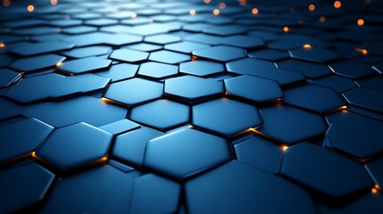 Obraz premium Abstract Hexagonal Pattern Blue Glowing Design