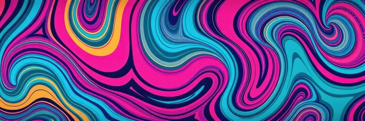 Obraz premium Grunge-inspired background with swirling colorful stripes and wavy patterns, evoking a sense of movement and energy, edgy aesthetic, textured surface, colored waves