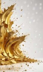 Naklejka premium Gold dust particles in a gradient pattern on a white background , powdery, smooth gradation