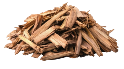 A pile of natural wooden sticks for various crafting and decorative purposes. transparent background