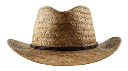 A rustic straw cowboy hat, perfect for outdoor adventures and country-themed events. transparent background