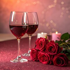 Romantic Valentine's Day Backgrounds with Grainy Gradients and Flat Design Elements