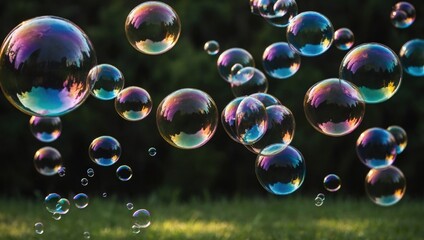 soap bubbles floating in the air