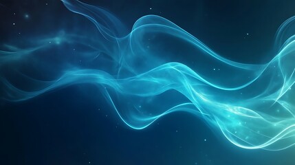 Abstract Teal Waves Flowing Through Space