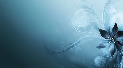 Abstract Blue Floral Design Featuring Dark Flower