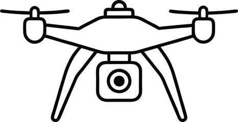 Drone with camera line art vector illustration
