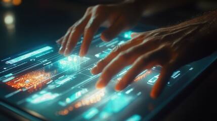 A closeup view of team members hands actively revising an action plan on a laptop with analytical dashboards showcasing adaptive operational strategies due to the reassessment of production