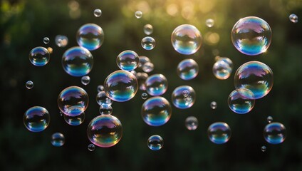 soap bubbles floating in the air