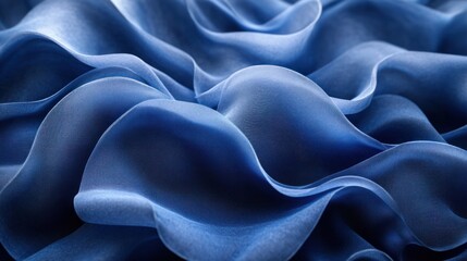 Fototapeta premium Blue cloth folds close-up.