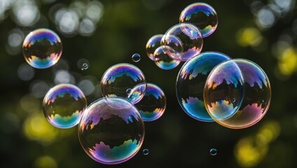soap bubbles floating in the air