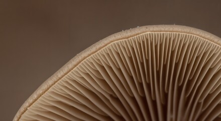 Close-up of mushroom gills showcasing intricate patterns and natural texture
