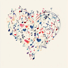 Musical notes forming heart shapes in harmony design-2