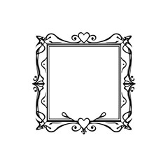 Elegant Ornate Frame Design: Vintage Heart Border, Vector Illustration, Wedding Template