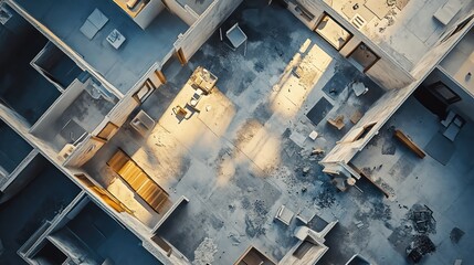 Aerial View of an Abandoned Building Under Construction