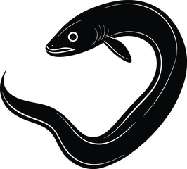 Eel silhouette vector illustration.