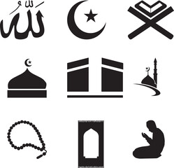 set of islamic icons vector image