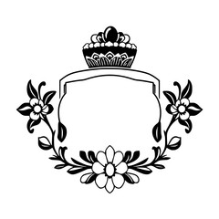 Elegant Black and White Floral Frame: Vintage Ornament, Decorative Border, Vector Design Element for Wedding Invitation, Greeting Card, and More.