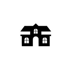 Elegant House Icon: Black and White Minimalist Home Design Illustration. Perfect for real estate, architecture, and home decor projects.