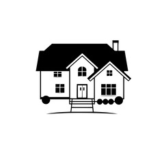 Modern House Design: A Minimalist Black and White Architectural Illustration of a Contemporary Home