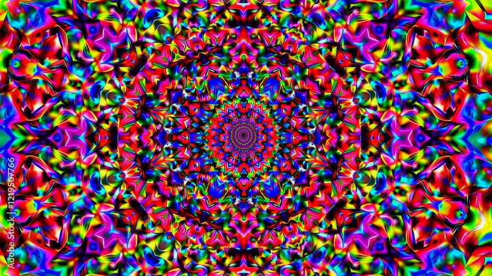 Poster colorful kaleidoscope pattern with vibrant symmetrical design, abstract art concept
