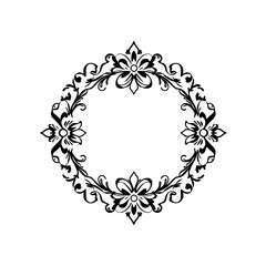 Elegant Circular Floral Frame: Vintage Ornament Border Design. Perfect for invitations, logos, and more!