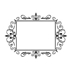 Elegant Floral Frame: Vintage Border Design Element. Perfect for classic invitations, elegant cards, and decorative projects.  A vector illustration with a black and white pattern.